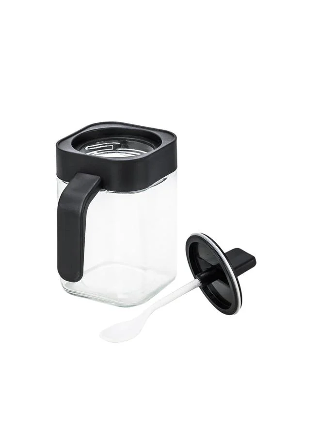 كويزين أرت مرطبان توابل زجاج صودا جير مع ملعقة شفاف 400 مل